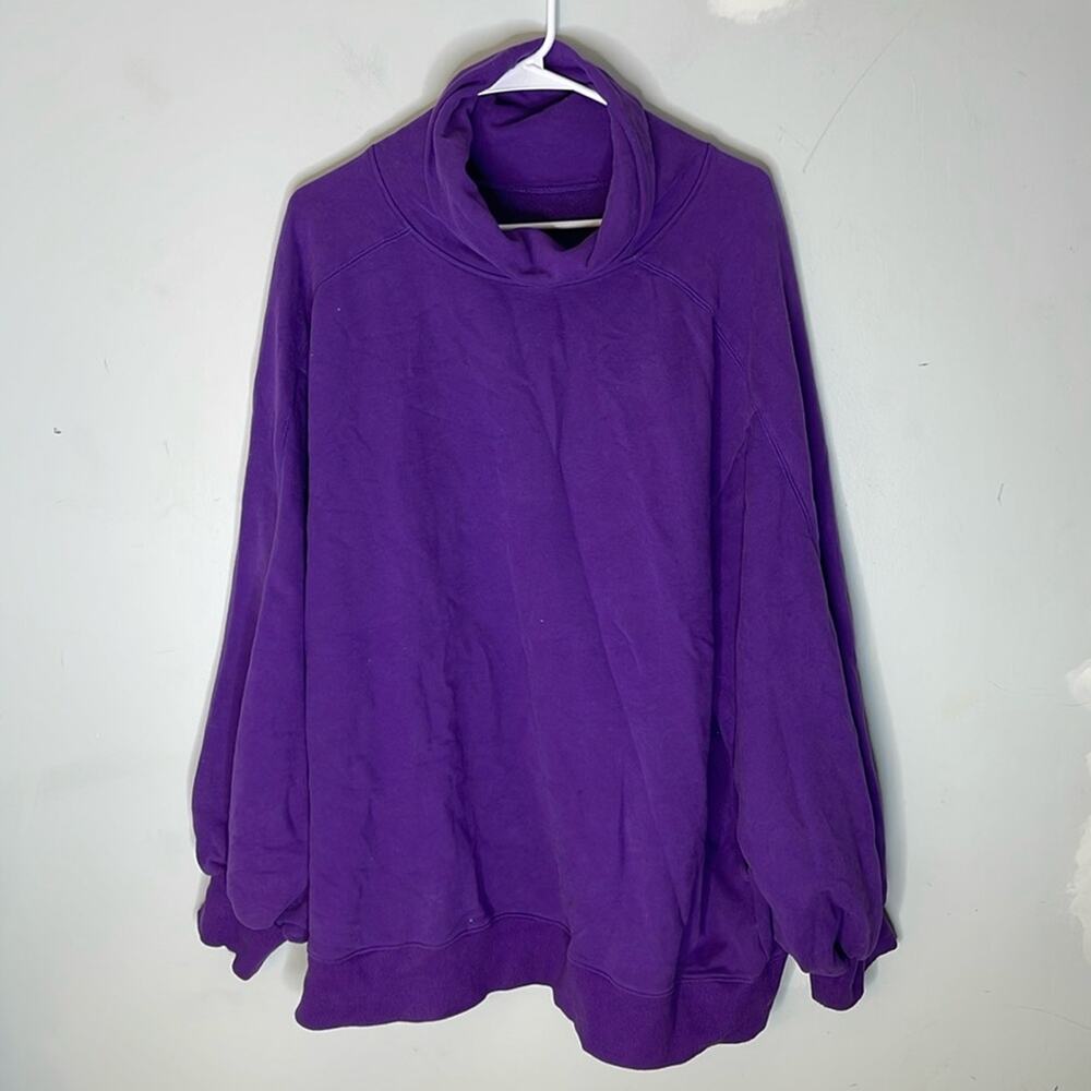 LIT Purple Cowl Neck Balloon Sleeve Pullover Cotton Blend Sweatshirt Size XL